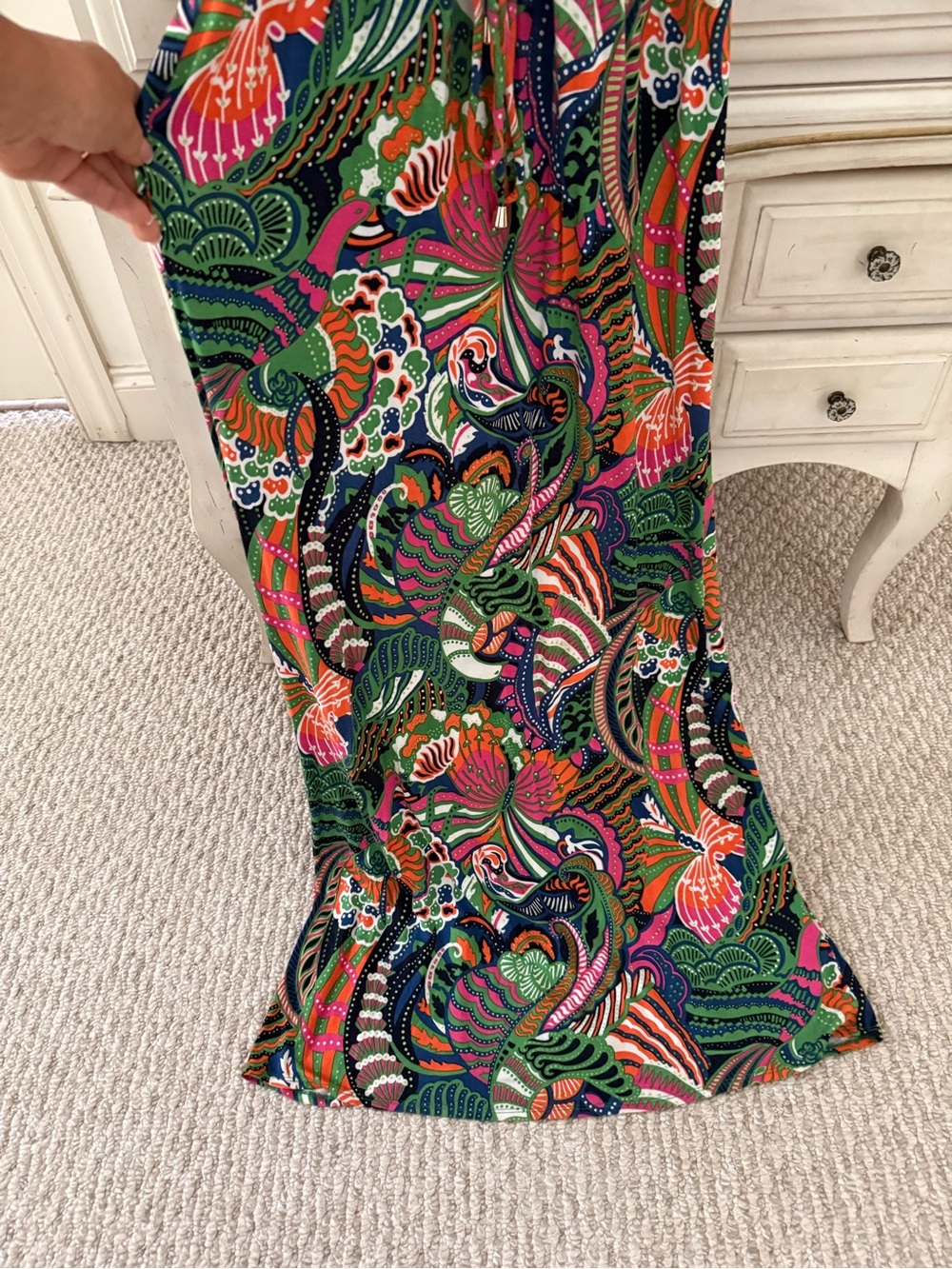 Laundry By Shelli Segal Multicolor Tropical Print Chain Halter Keyhol Maxi Dress - Picture 7 of 8